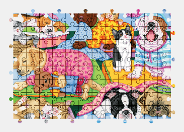 Jigsaw puzzle online cat,dog,painting,pet,colorful,animal