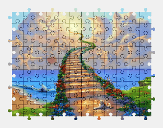 Jigsaw puzzle online cat,painting,animal,colorful,sky