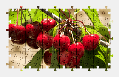 Jigsaw puzzle online red,cherry,fruit,food,nature,leaves,colorful