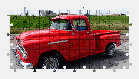 Jigsaw puzzle online red,chevrolet,pickup,vehicle,colorful