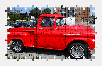 Jigsaw puzzle online red,chevrolet,pickup,truck,vehicle,car,colorful