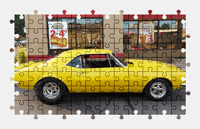 Jigsaw puzzle online yellow,chevrolet,camaro,car,vehicle,colorful
