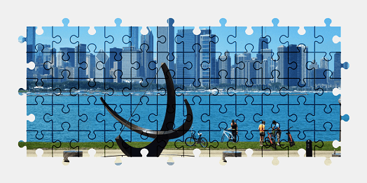 Jigsaw puzzle online chicago,city,skyscraper,building,architecture,illinois,usa,colorful