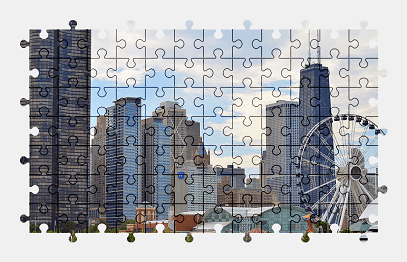 Jigsaw puzzle online chicago,illinois,usa,city,skyscraper,building,ferris-wheel