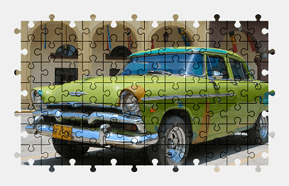 Jigsaw puzzle online green,plymouth,classic,vintage,car,cuba,oldtimer,vehicle,colorful