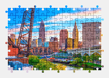 Jigsaw puzzle online cleveland,city,usa,building,skyscraper,colorful,ohio