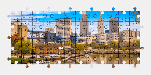 Jigsaw puzzle online cleveland,city,ohio,building,skyscraper,architecture,colorful