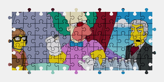 Jigsaw puzzle online clown,the-simpsons,cartoon,character,colorful