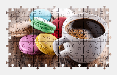 Jigsaw puzzle online macaron,dessert,food,coffee,drink,colorful