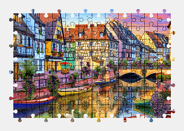 Jigsaw puzzle online city,france,architecture,colorful,building