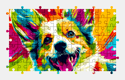 Jigsaw puzzle online colorful,welsh-corgi,dog,animal,color,art