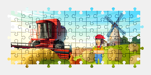 Jigsaw puzzle online farm,windmill,cartoon,colorful,nature