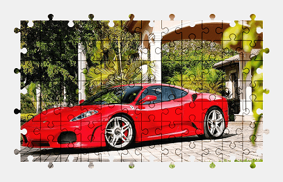 Jigsaw puzzle online red,ferrari,sports-car,car,vehicle,speed,colorful