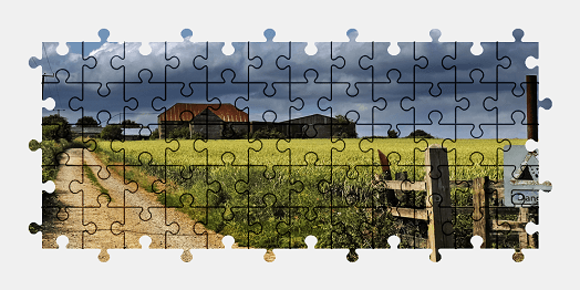 Jigsaw puzzle online countryside,road,nature,landscape,building,colorful