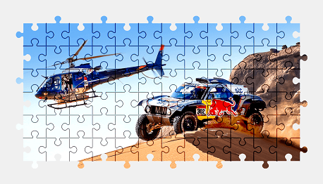 Jigsaw puzzle online dakar,rally,sports-car,car,sport,race,helicopter,colorful