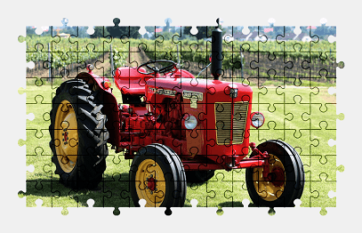 Jigsaw puzzle online red,tractor,vehicle,colorful