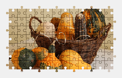 Jigsaw puzzle online pumpkin,basket,autumn,food
