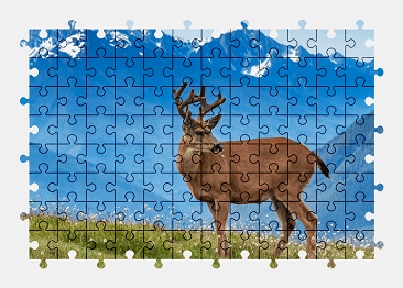 Jigsaw puzzle online deer,animal,mountains,nature,colorful