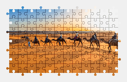 Jigsaw puzzle online camel,animal,sand,desert,nature,landscape,people,colorful