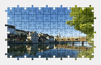 Jigsaw puzzle online village,switzerland,bridge,colorful