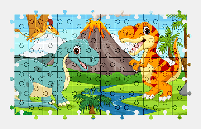 Jigsaw puzzle online dinosaur,animal,colorful,cartoon