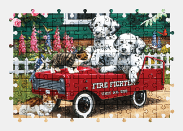 Jigsaw puzzle online kitten,puppy,bird,painting,art,cat,dog,animal,car,colorful