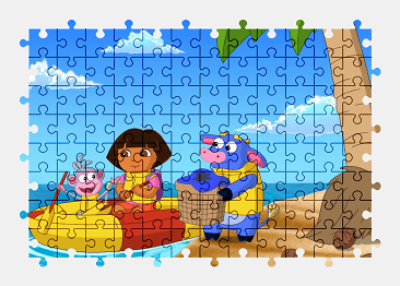 Jigsaw puzzle online dora-the-explorer,cartoon,colorful,character,beach