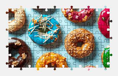 Jigsaw puzzle online doughnuts,dessert,food,colorful