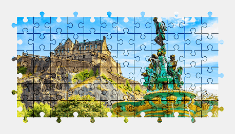 Jigsaw puzzle online castle,scotland,building,architecture,colorful,fountain