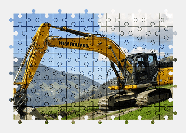Jigsaw puzzle online yellow,excavator,vehicle,colorful