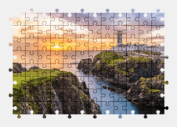 Jigsaw puzzle online lighthouse,ireland,sunset,seascape,landscape,nature,colorful