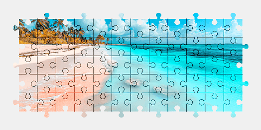 Jigsaw puzzle online fantasy,beach,colorful,seascape,landscape,palm-tree,nature