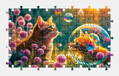 Jigsaw puzzle online fantasy,cat,colorful,animal