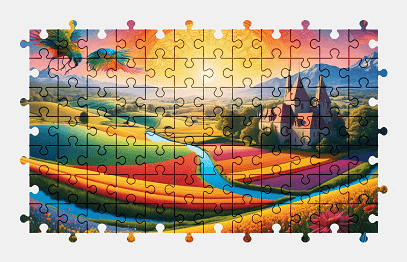 Jigsaw puzzle online fantasy,landscape,nature,colorful,sunset