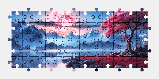Jigsaw puzzle online fantasy,landscape,mountains,nature,sky,colorful