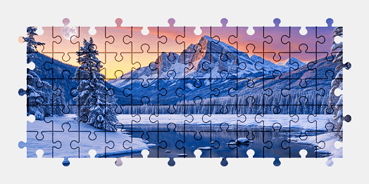 Jigsaw puzzle online fantasy,mountains,landscape,sunset,snow,nature,colorful,river