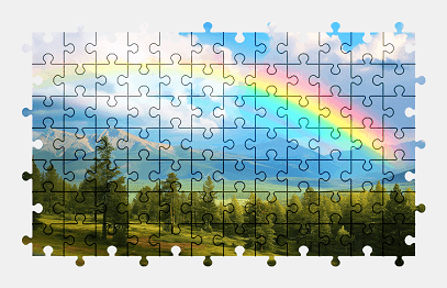 Jigsaw puzzle online fantasy,rainbow,nature,colorful,landscape,mountains