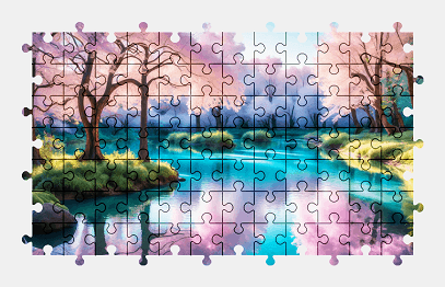 Jigsaw puzzle online fantasy,river,nature,colorful