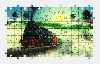 Jigsaw puzzle online fantasy,train,vehicle,colorful
