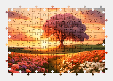 Jigsaw puzzle online fantasy,tree,nature,flower,sunset,colorful