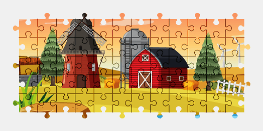 Jigsaw puzzle online farm,cartoon,colorful,barn