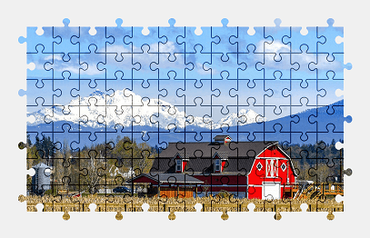 Jigsaw puzzle online farm,landscape,mountains,nature