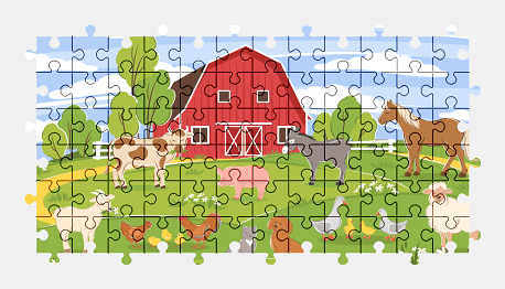 Jigsaw puzzle online farm,animal,barn,cartoon,colorful,countryside
