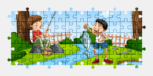Jigsaw puzzle online fishing,cartoon,colorful,animal
