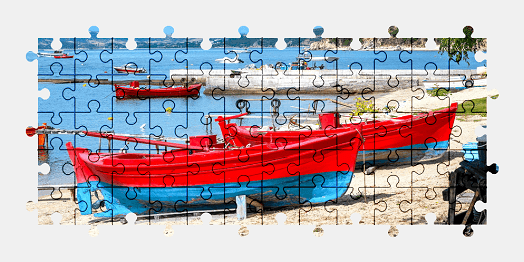 Jigsaw puzzle online boat,colorful,beach,vehicle