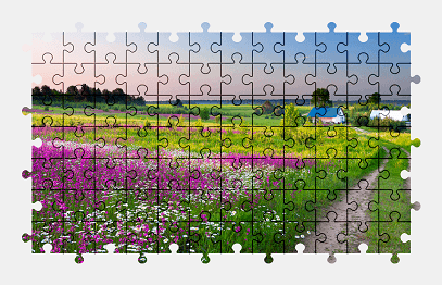 Jigsaw puzzle online flower,field,road,countryside,nature,colorful,landscape
