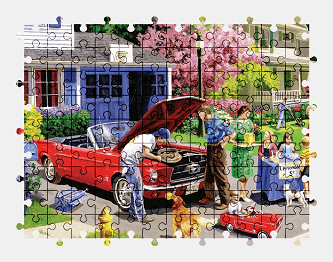 Jigsaw puzzle online ford,mustang,painting,car,vehicle,colorful,usa