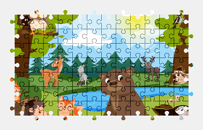 Jigsaw puzzle online forest,animal,cartoon,nature,colorful
