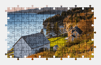 Jigsaw puzzle online canada,nature,colorful,building,lake,landscape