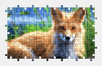 Jigsaw puzzle online fox,painting,animal,wildlife,colorful